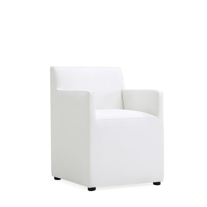 Manhattan Comfort - Anna Square Faux Leather Dining Armchair with Plastic Legs in Cream - DC058AR-CR veiw 2