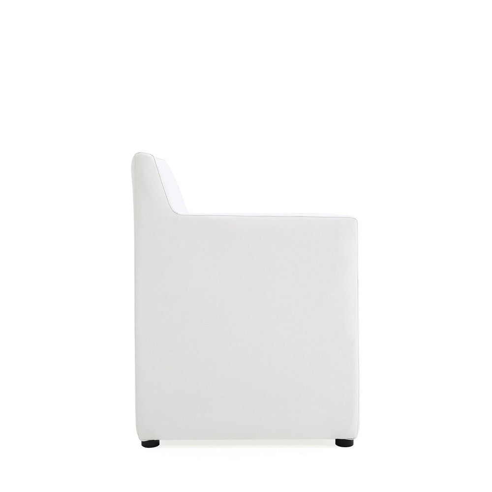 Manhattan Comfort - Anna Square Faux Leather Dining Armchair with Plastic Legs in Cream - DC058AR-CR veiw 3