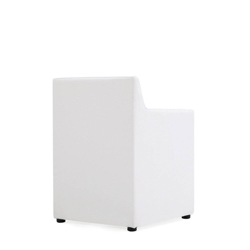 Manhattan Comfort - Anna Square Faux Leather Dining Armchair with Plastic Legs in Cream - DC058AR-CR veiw 4