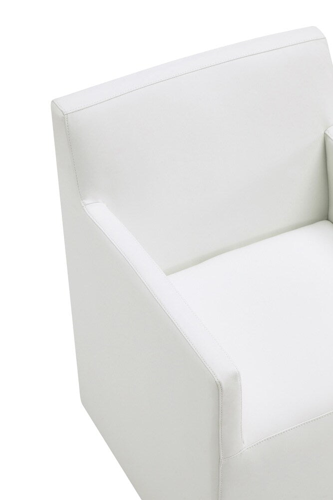 Manhattan Comfort - Anna Square Faux Leather Dining Armchair with Plastic Legs in Cream - DC058AR-CR veiw 7