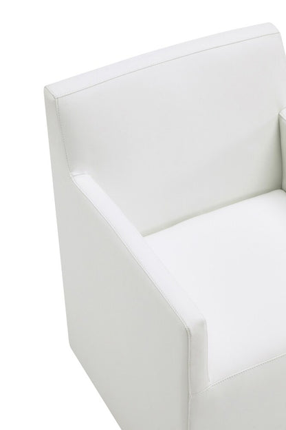 Manhattan Comfort - Anna Square Faux Leather Dining Armchair with Plastic Legs in Cream - DC058AR-CR veiw 7