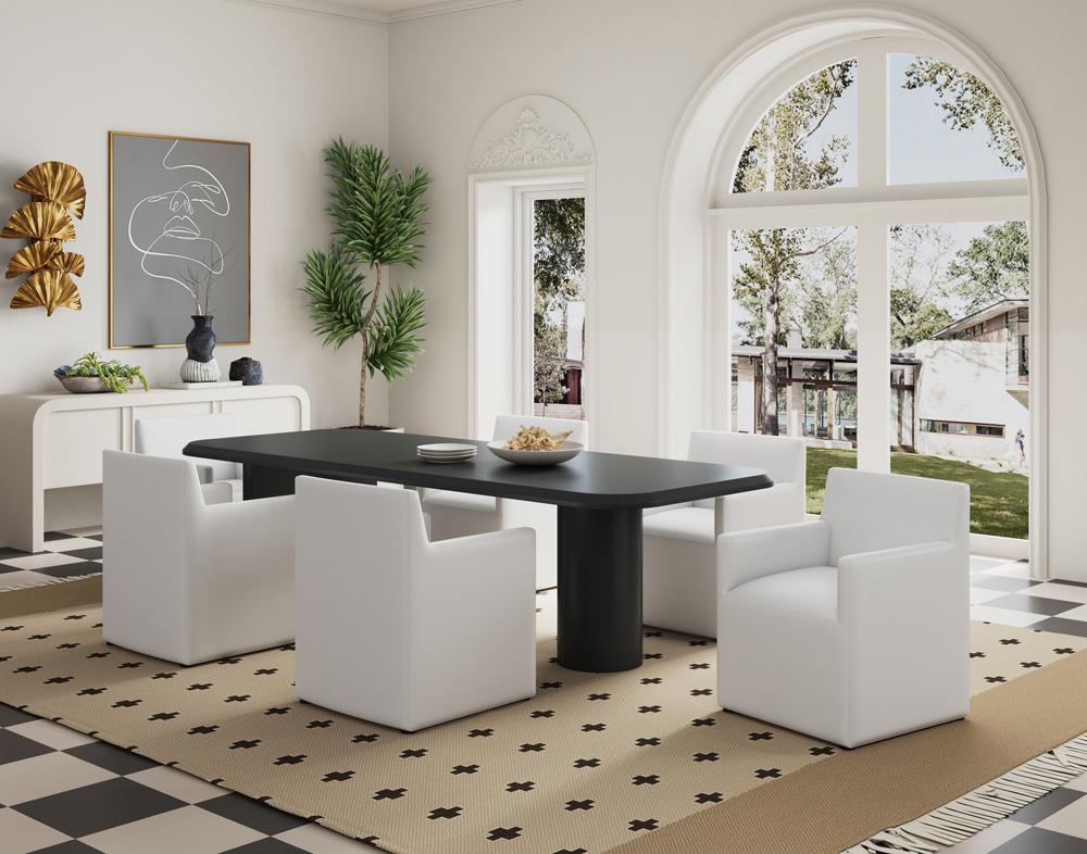 Manhattan Comfort - Anna Square Faux Leather Dining Armchair with Plastic Legs in Cream - DC058AR-CR veiw 10