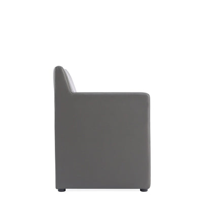 Manhattan Comfort - Anna Square Faux Leather Dining Armchair with Plastic Legs in Pewter - DC058AR-PE veiw 3