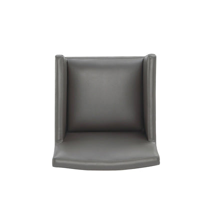 Manhattan Comfort - Anna Square Faux Leather Dining Armchair with Plastic Legs in Pewter - DC058AR-PE veiw 5