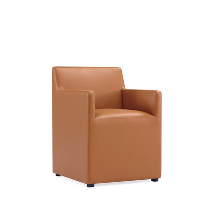 Manhattan Comfort - Anna Square Faux Leather Dining Armchair with Plastic Legs in Saddle - DC058AR-SA veiw 2