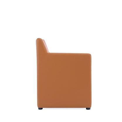 Manhattan Comfort - Anna Square Faux Leather Dining Armchair with Plastic Legs in Saddle - DC058AR-SA veiw 4