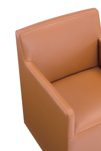 Manhattan Comfort - Anna Square Faux Leather Dining Armchair with Plastic Legs in Saddle - DC058AR-SA veiw 7