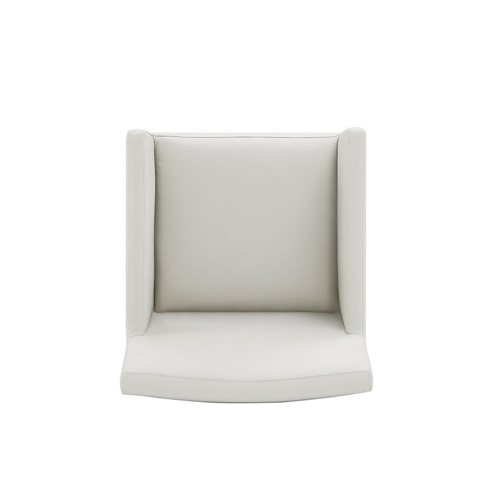 Manhattan Comfort - Anna Square Faux Leather Dining Armchair with Plastic Legs in Stone Grey - DC058AR-ST veiw 6