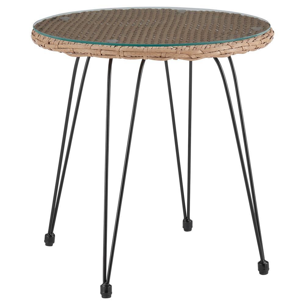 Manhattan Comfort - 3-Piece Antibes 1.0 Polyester Patio 2- Person Seating Group with End Table with Iron Steel Legs in Tan and Cream - OD-CV010-CR veiw 3