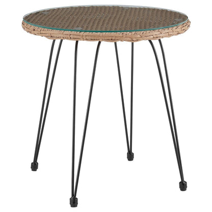 Manhattan Comfort - 3-Piece Antibes 1.0 Polyester Patio 2- Person Seating Group with End Table with Iron Steel Legs in Tan and Cream - OD-CV010-CR veiw 3