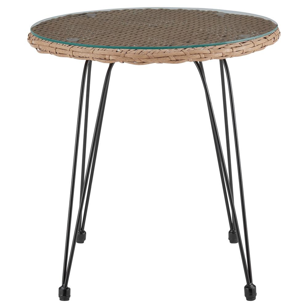 Manhattan Comfort - 3-Piece Antibes 1.0 Polyester Patio 2- Person Seating Group with End Table with Iron Steel Legs in Tan and Cream - OD-CV010-CR veiw 4