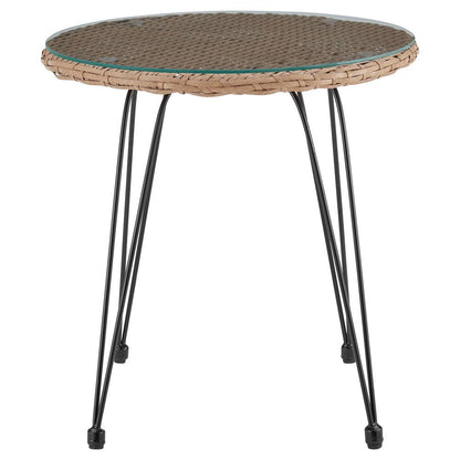 Manhattan Comfort - 3-Piece Antibes 1.0 Polyester Patio 2- Person Seating Group with End Table with Iron Steel Legs in Tan and Cream - OD-CV010-CR veiw 4