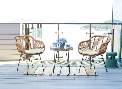 Manhattan Comfort - 3-Piece Antibes 1.0 Polyester Patio 2- Person Seating Group with End Table with Iron Steel Legs in Tan and Cream - OD-CV010-CR veiw 10