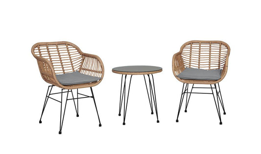 Manhattan Comfort - 3-Piece Antibes 1.0 Polyester Patio 2- Person Seating Group with End Table with Iron Steel Legs in Tan and Grey - OD-CV010-GY veiw 1