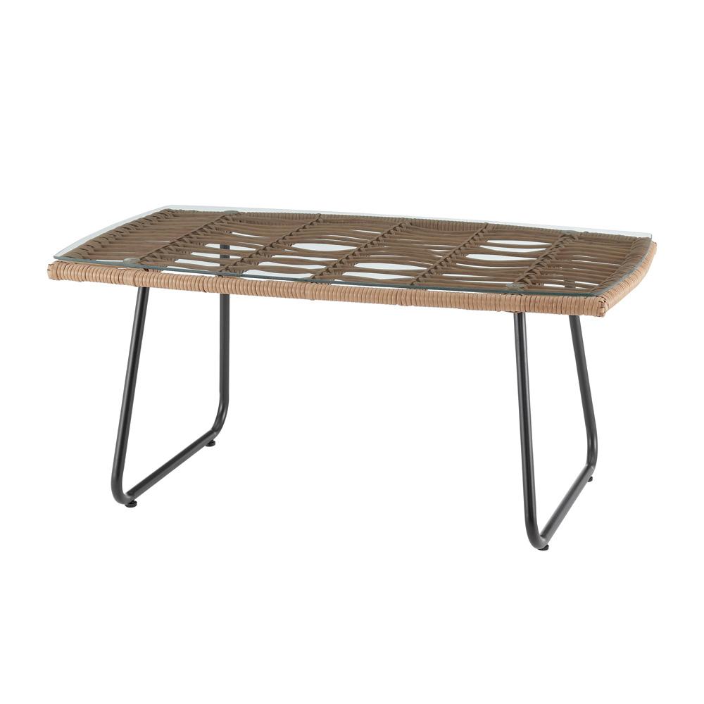 Manhattan Comfort - 4-Piece Antibes 2.0 Polyester Patio 4- Person Conversation Set with Coffee Table with Iron Steel Legs in Tan and Cream - OD-CV011-CR veiw 3