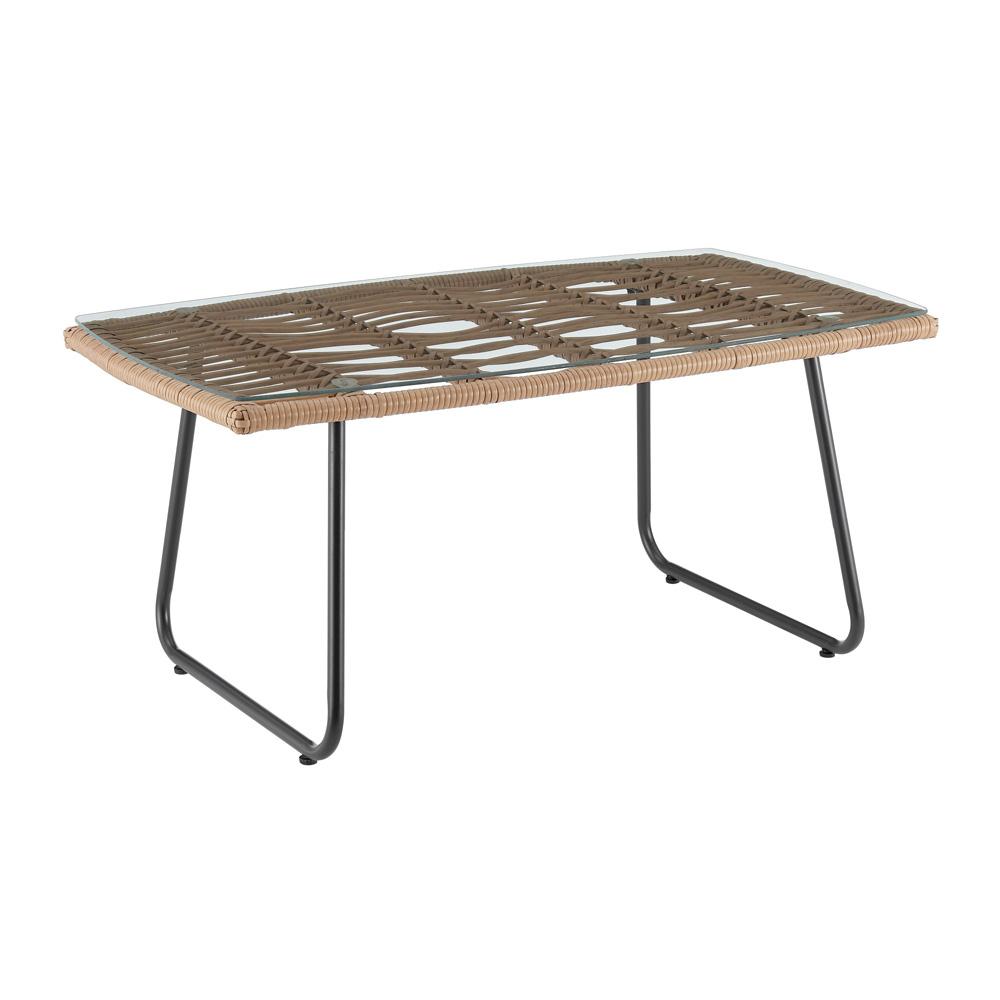 Manhattan Comfort - 4-Piece Antibes 2.0 Polyester Patio 4- Person Conversation Set with Coffee Table with Iron Steel Legs in Tan and Cream - OD-CV011-CR veiw 6