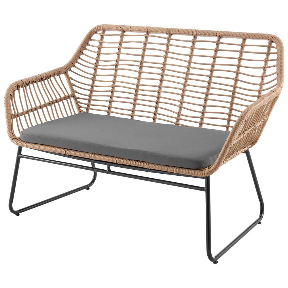 Manhattan Comfort - 4-Piece Antibes 2.0 Polyester Patio 4- Person Conversation Set with Coffee Table with Iron Steel Legs in Tan and Grey - OD-CV011-GY veiw 2