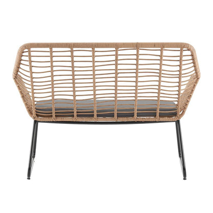 Manhattan Comfort - 4-Piece Antibes 2.0 Polyester Patio 4- Person Conversation Set with Coffee Table with Iron Steel Legs in Tan and Grey - OD-CV011-GY veiw 7