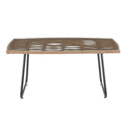 Manhattan Comfort - 4-Piece Antibes 2.0 Polyester Patio 4- Person Conversation Set with Coffee Table with Iron Steel Legs in Tan and Grey - OD-CV011-GY veiw 8