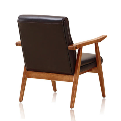 Manhattan Comfort - ArchDuke Faux Leather Accent Chair with Beech Wood Legs in Black and Amber - Set of 2 - 2-AC001-BK veiw 5