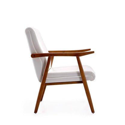 Manhattan Comfort - ArchDuke Faux Leather Accent Chair with Beech Wood Legs in White and Amber - Set of 2 - 2-AC001-WH veiw 4