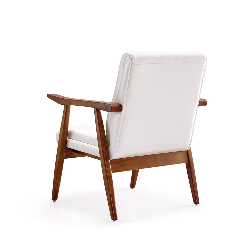 Manhattan Comfort - ArchDuke Faux Leather Accent Chair with Beech Wood Legs in White and Amber - Set of 2 - 2-AC001-WH veiw 5