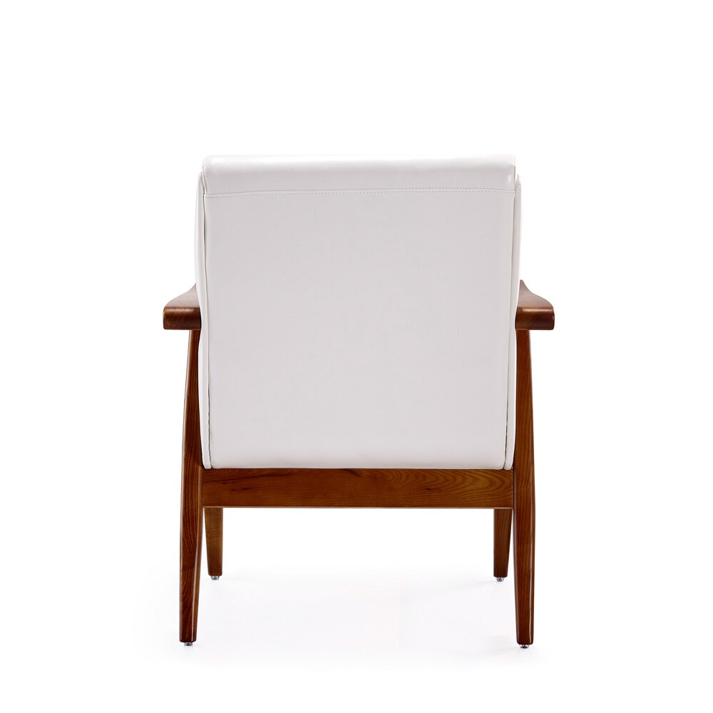 Manhattan Comfort - ArchDuke Faux Leather Accent Chair with Beech Wood Legs in White and Amber - Set of 2 - 2-AC001-WH veiw 6