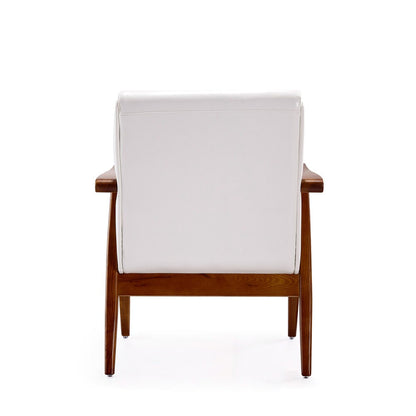 Manhattan Comfort - ArchDuke Faux Leather Accent Chair with Beech Wood Legs in White and Amber - Set of 2 - 2-AC001-WH veiw 6