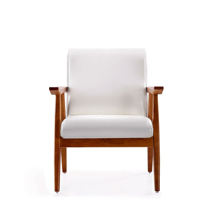 Manhattan Comfort - ArchDuke Faux Leather Accent Chair with Beech Wood Legs in White and Amber - AC001-WH veiw 2