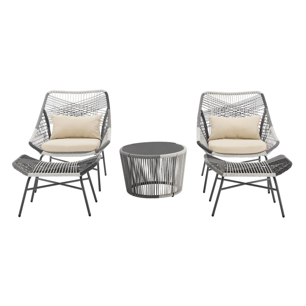 Manhattan Comfort 5-Piece Ashland Polyester Patio Conversation Set - Thumbnail 3