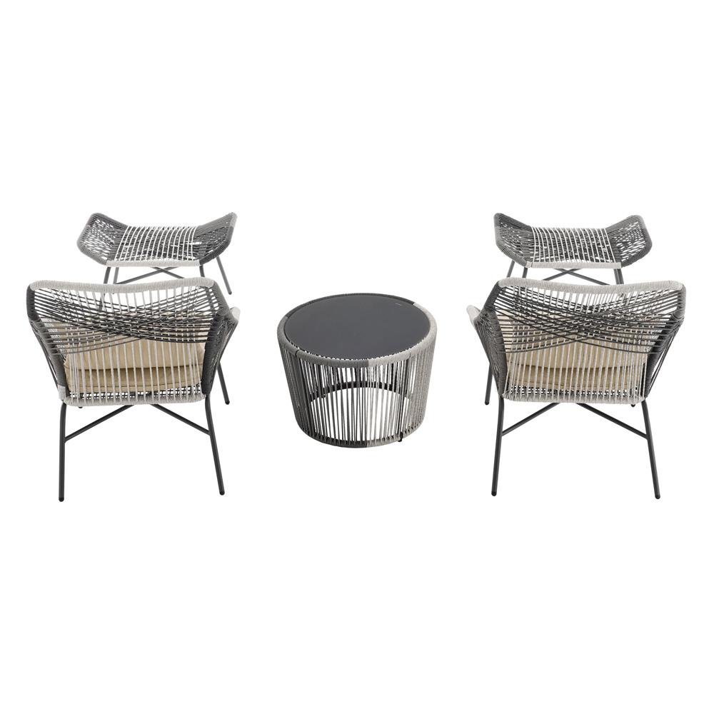 Manhattan Comfort 5-Piece Ashland Polyester Patio Conversation Set - Thumbnail 4