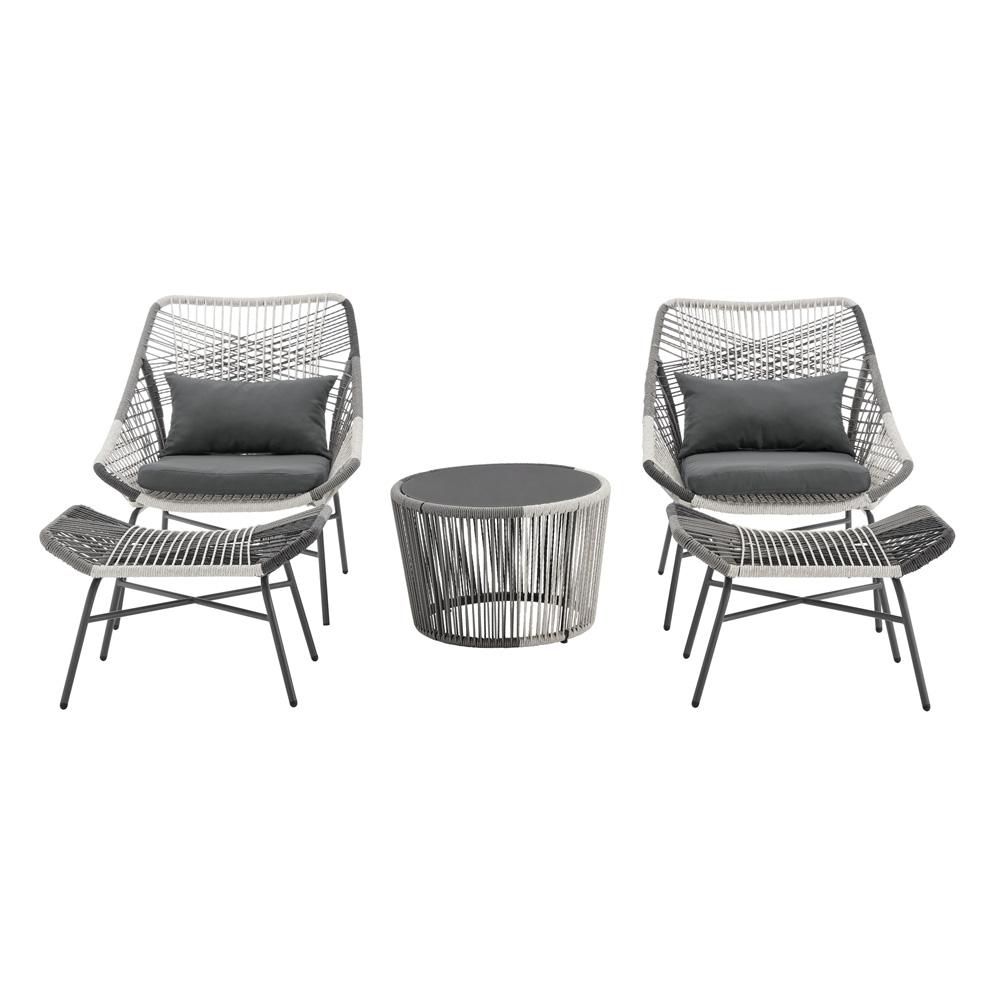 Manhattan Comfort - 5-Piece Ashland Polyester Patio Conversation Set with Steel Legs in Grey - OD-CV023-GY veiw 1
