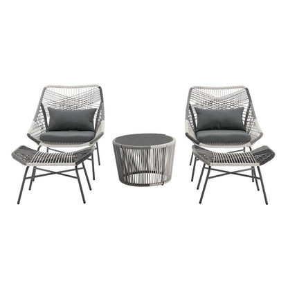 Manhattan Comfort - 5-Piece Ashland Polyester Patio Conversation Set with Steel Legs in Grey - OD-CV023-GY veiw 1