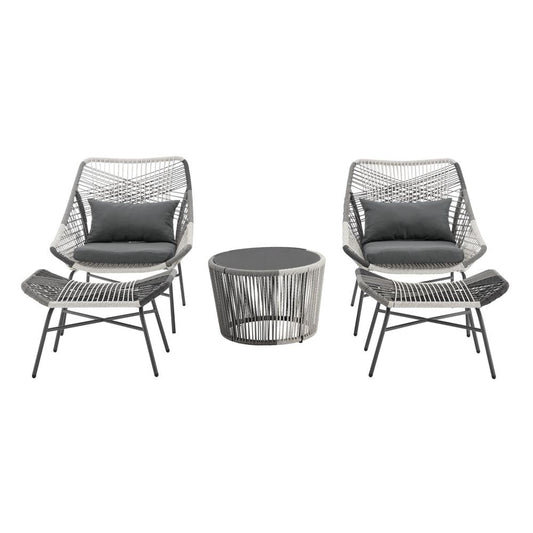 Manhattan Comfort - 5-Piece Ashland Polyester Patio Conversation Set with Steel Legs in Grey - OD-CV023-GY veiw 1