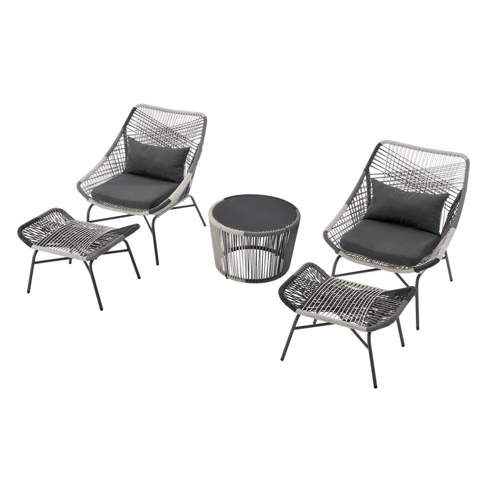 Manhattan Comfort - 5-Piece Ashland Polyester Patio Conversation Set with Steel Legs in Grey - OD-CV023-GY veiw 2