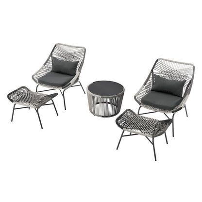 Manhattan Comfort - 5-Piece Ashland Polyester Patio Conversation Set with Steel Legs in Grey - OD-CV023-GY veiw 2