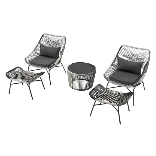 Manhattan Comfort - 5-Piece Ashland Polyester Patio Conversation Set with Steel Legs in Grey - OD-CV023-GY veiw 2