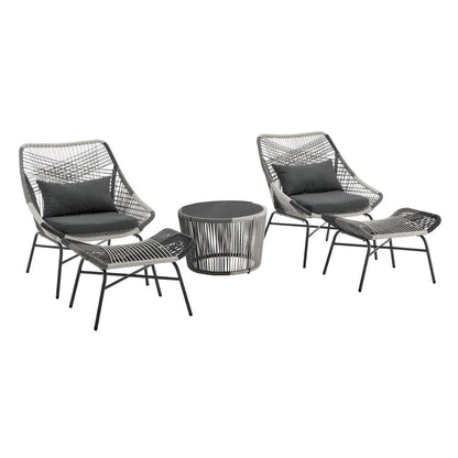 Manhattan Comfort - 5-Piece Ashland Polyester Patio Conversation Set with Steel Legs in Grey - OD-CV023-GY veiw 3
