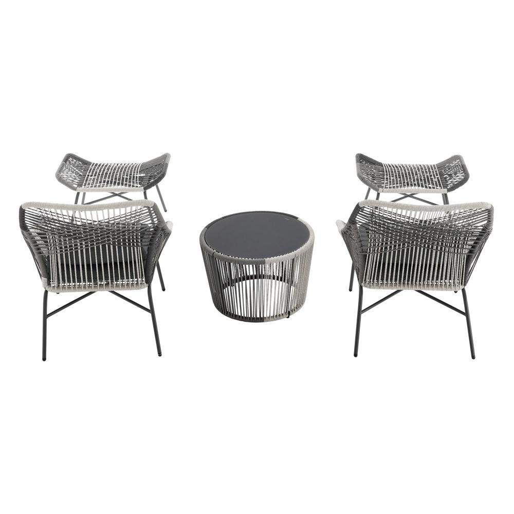 Manhattan Comfort - 5-Piece Ashland Polyester Patio Conversation Set with Steel Legs in Grey - OD-CV023-GY veiw 4