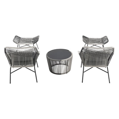 Manhattan Comfort - 5-Piece Ashland Polyester Patio Conversation Set with Steel Legs in Grey - OD-CV023-GY veiw 4