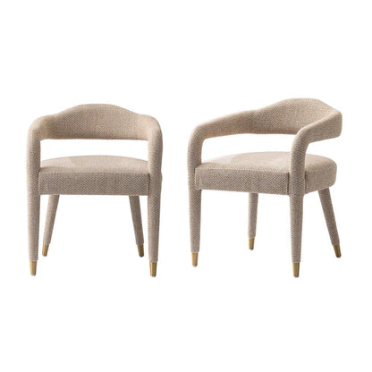 Manhattan Comfort - Aspen Tweed Dining Armchairs with Gold Stainless Steel Legs in Gold Dust - Set of 2 - 2-DC093AR-GD veiw 1