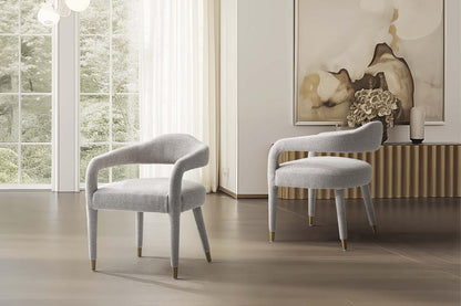 Manhattan Comfort - Aspen Tweed Dining Armchairs with Gold Stainless Steel Legs in Silver Lining - Set of 2 - 2-DC093AR-SL veiw 10