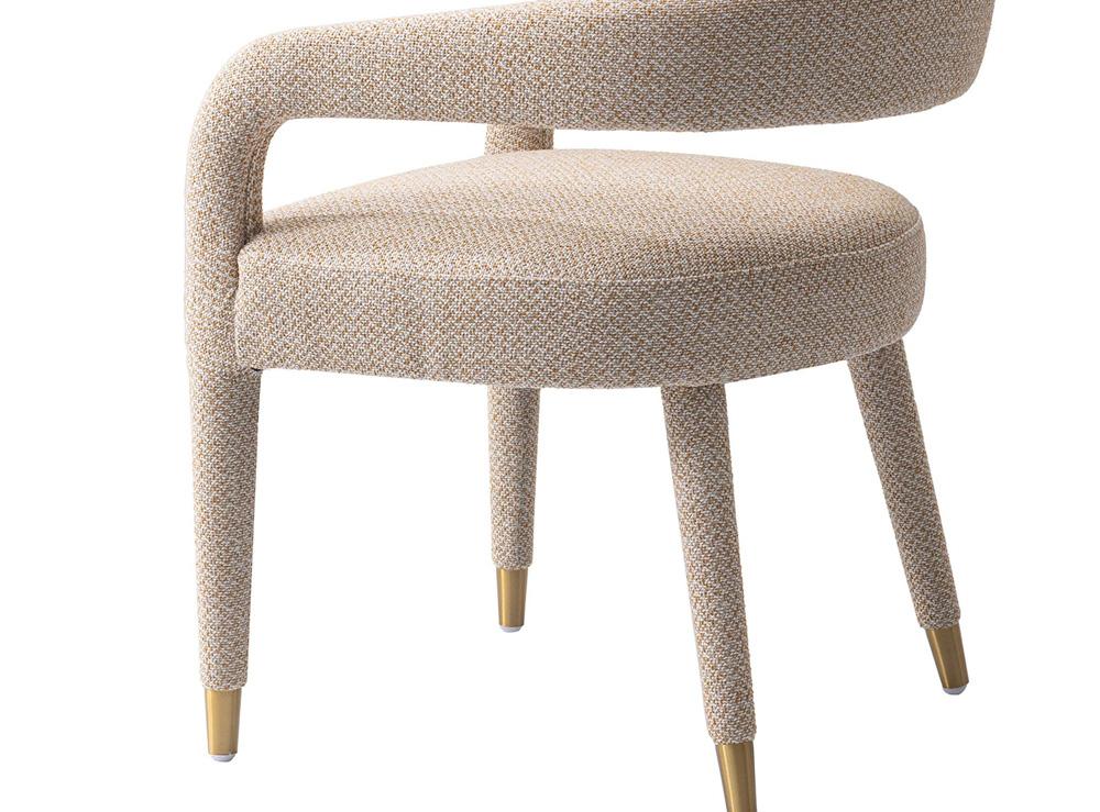Manhattan Comfort - Aspen Tweed Dining Armchair with Gold Stainless Steel Legs in Gold Dust - DC093AR-GD veiw 8