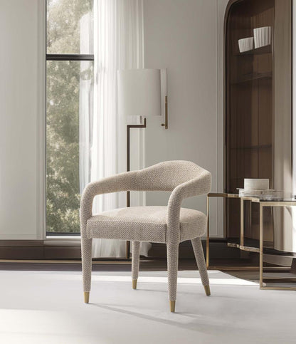 Manhattan Comfort - Aspen Tweed Dining Armchair with Gold Stainless Steel Legs in Gold Dust - DC093AR-GD veiw 10