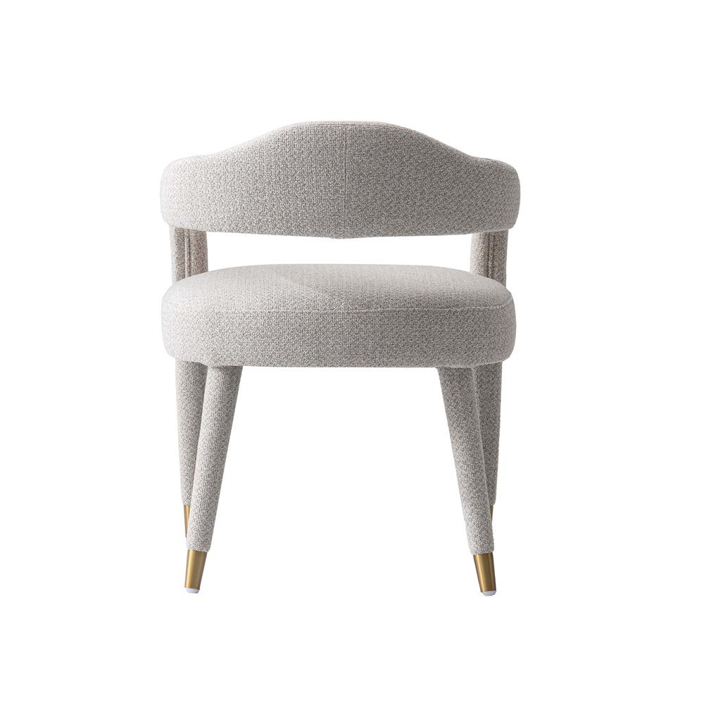 Manhattan Comfort - Aspen Tweed Dining Armchair with Gold Stainless Steel Legs in Silver Lining - DC093AR-SL veiw 5
