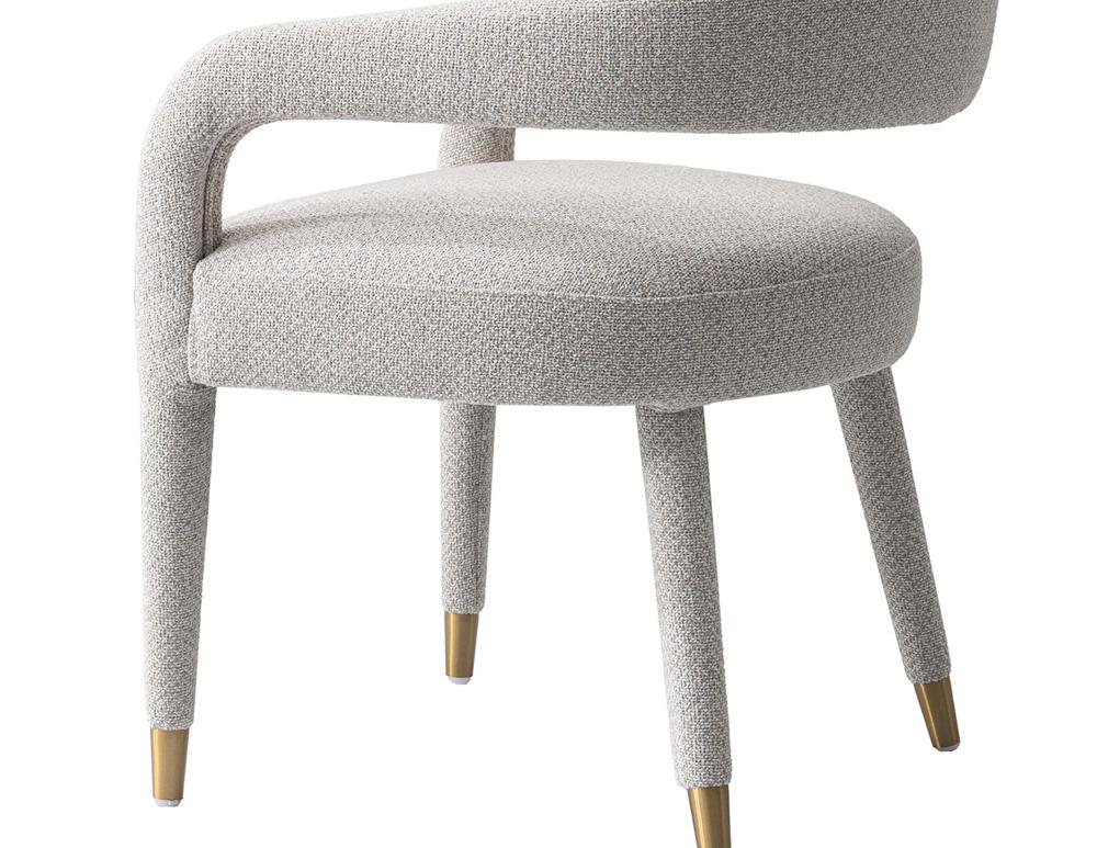 Manhattan Comfort - Aspen Tweed Dining Armchair with Gold Stainless Steel Legs in Silver Lining - DC093AR-SL veiw 8