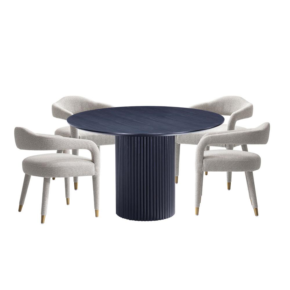 Manhattan Comfort - 5-Piece Aspen and Hathaway Tweed Dining with Dining Armchair - Gold Stainless SteelDining Table - American Solid Ash Wood Legs in Gold DustBlack - 4-DT03DC093AR-BKSL veiw 1
