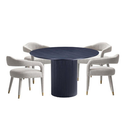 Manhattan Comfort - 5-Piece Aspen and Hathaway Tweed Dining with Dining Armchair - Gold Stainless SteelDining Table - American Solid Ash Wood Legs in Gold DustBlack - 4-DT03DC093AR-BKSL veiw 1