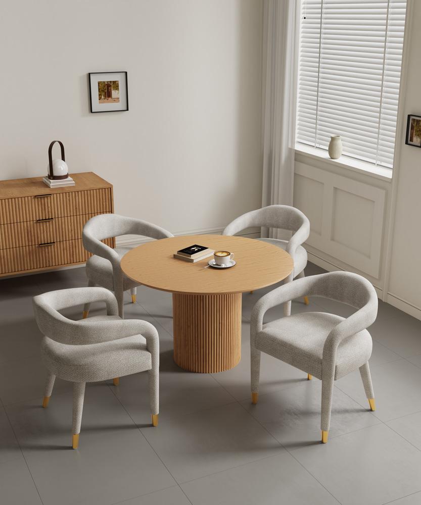 Manhattan Comfort - 5-Piece Aspen and Hathaway Tweed Dining with Dining Armchair - Gold Stainless SteelDining Table - American Solid Ash Wood Legs in Gold DustNature - 4-DT03DC093AR-NASL veiw 10