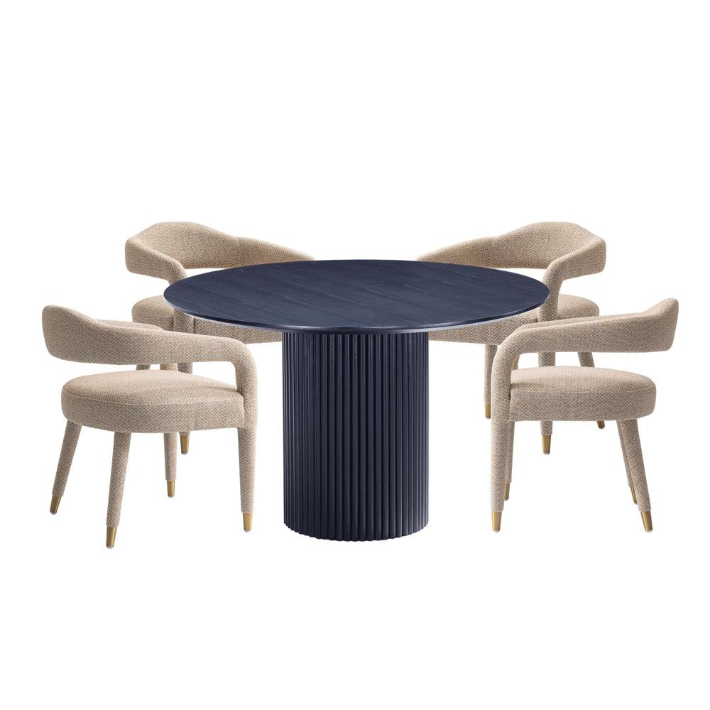 Manhattan Comfort - 5-Piece Aspen and Hathaway Tweed Dining with Dining Armchair - Gold Stainless SteelDining Table - American Solid Ash Wood Legs in Silver LiningBlack - 4-DT03DC093AR-BKGD veiw 1